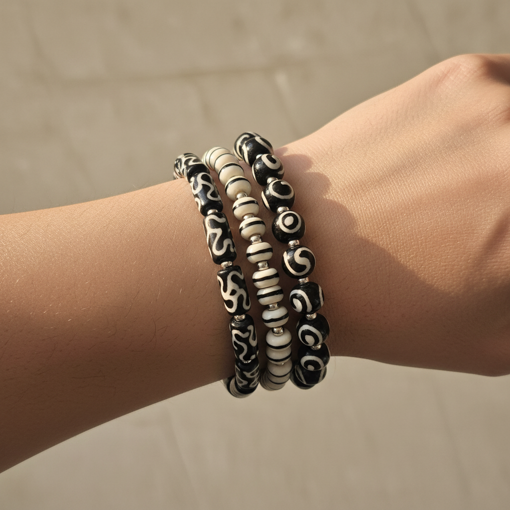 Stone Bracelet Stack worn on wrist