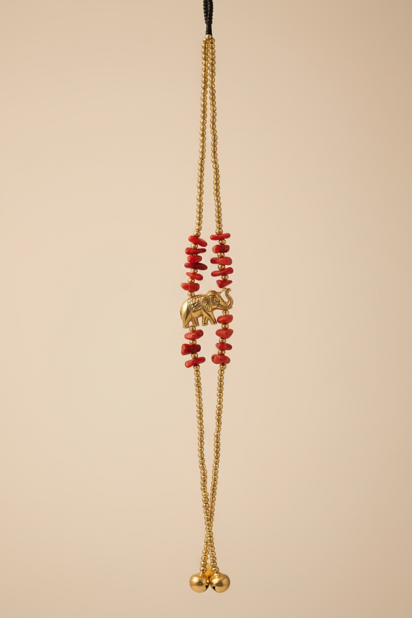 Wang Hin Red Coral & Elephant Anklet Bracelet product photo
