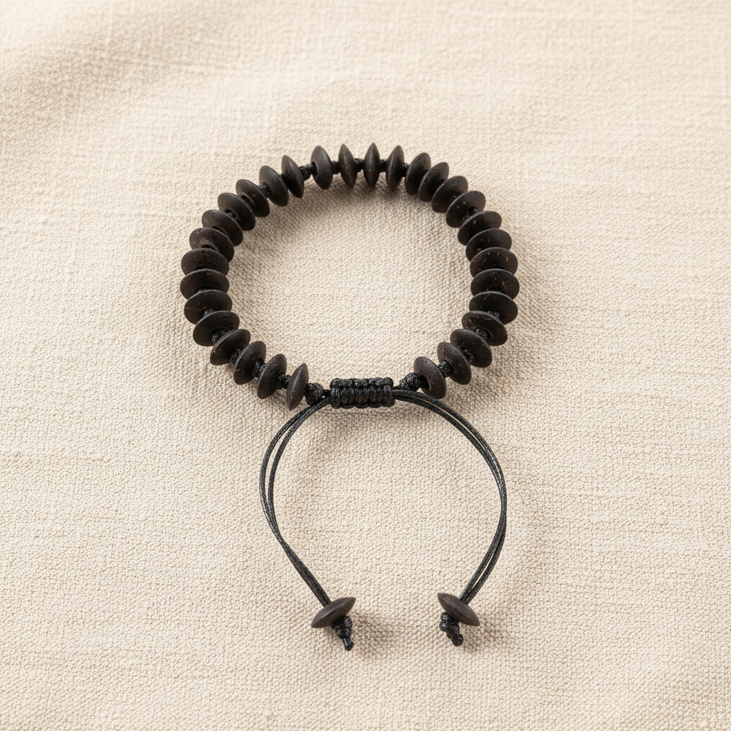 Mekong Bracelet Candle Rope Plain — adjustable handcrafted coconut shell bracelet